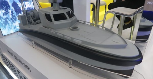 Elbit Systems' fourth-generation Seagull USV seen at NAVDEX 2025 in Abu Dhabi in February.