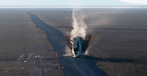 The moment a moving target was struck by an inert bomb fitted with the Gözde precision-guidance kit.