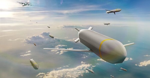 An artist's depiction of CMMTs launched from a C-130. The USAF has been experimenting with Rapid Dragon using larger, more expensive missiles, but CMMT and its peers could allow many of the same effects at significantly lower cost.