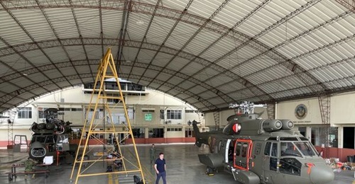The two Airbus H225s in Ecuador.