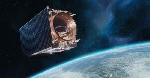 A rendering of Lockheed Martin's LM400 midsize, multimission satellite bus.