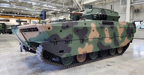A Borsuk IFV displayed at HSW during the contract signing for 111 of the vehicles for Poland on 27 March 2025.