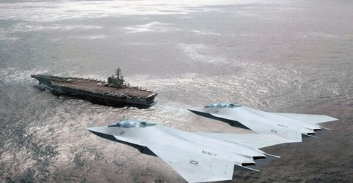 Boeing's F/A-XX concept from 2021. Although it is unclear what the company's concept for F/A-XX looks like now, Boeing and Northrop Grumman are widely considered frontrunners for the contract award expected in the coming weeks.
