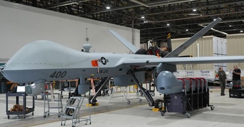 A USMC MQ-9A with the GALT Aerospace SkyTower II pod, currently under testing.