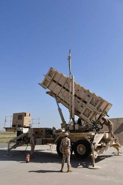 A photograph released on 9 April 2025 shows a Kuwaiti Patriot launcher with PAC-2 missiles during Exercise 'Sky Shield 25'.