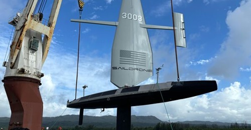 A Surveyor USV arrives in Guam.