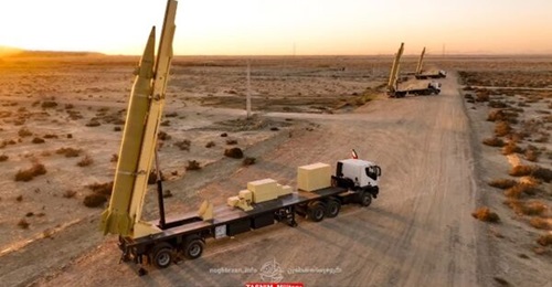 Three Shahid Haj Qasem ballistic missiles prepared for launch during the IRGC's Exercise 'Great Prophet 18'.