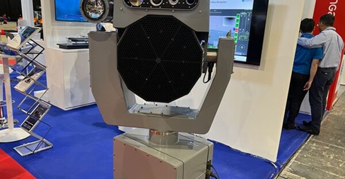 A mock-up of the Sitep Italia MASS that will go onboard Singapore's MRCVs and maritime security OPVs, on display at IMDEX 2025.