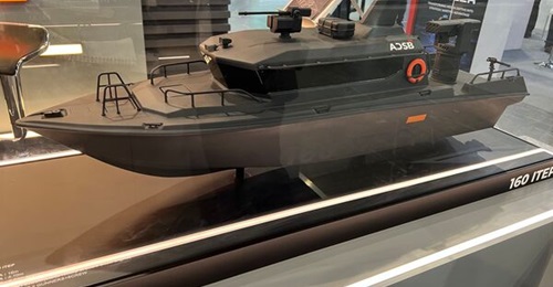 A model of the ADSB 160 ITEP on display at IMDEX 2025. The company is developing a medevac variant of this platform.