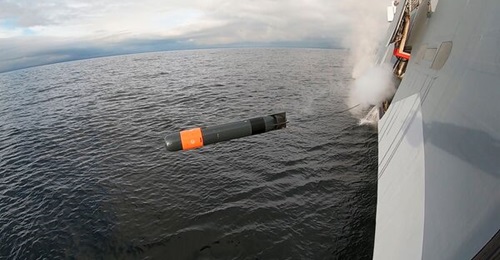 A Tp 47 torpedo being launched from HMS