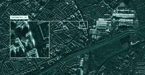 SAR satellite image of the Rheinmetall headquarters building.