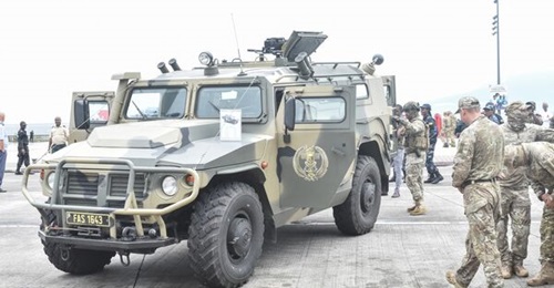 The Tigr and other vehicles displayed by the Russian military contingent in Equatorial Guinea had Armed Forces of Equatorial Guinea insignia and licence plates.