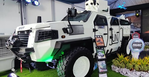 Mildef's Ribat light tactical vehicle is displayed at LIMA 2025.