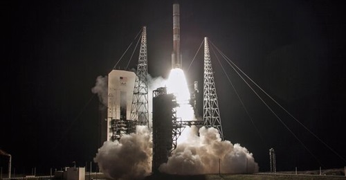 A United Launch Alliance Delta IV rocket lifts off from Space Launch Complex-37 at Cape Canaveral Space Force Station, Florida, with the US Air Force's ninth Wideband Global Satcom satellite.