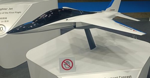 Mitsubishi Heavy Industries unveiled a conceptual model of its T-X training aircraft at the DSEI Japan 2025 show in Chiba.