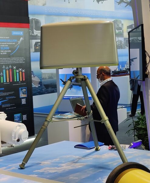 Iran's P-3009 medium-range ground surveillance radar is displayed at LIMA 2025. The radar is designed to automatically track moving ground targets.
