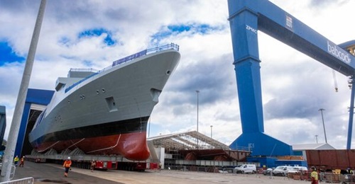 The first Type 31 frigate on order for the UK Royal Navy, 
        
         is rolled out at Babcock's facilities in Rosyth on 27 May 2025.