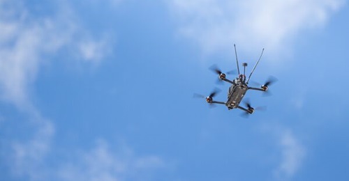 A first-person view Nero UAV being used by British army soldiers during exercise 'Project Convergence Capstone 5' at Fort Irwin, California, on 12 March 2025.