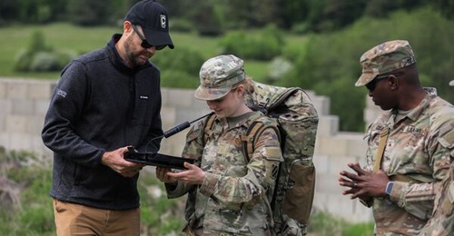 A US Army officer from the 3rd Infantry Division operates the 
        
         C-UAS Software-Defined Radio Drone Detector remote during Exercise 'Combined Resolve 25-02'.