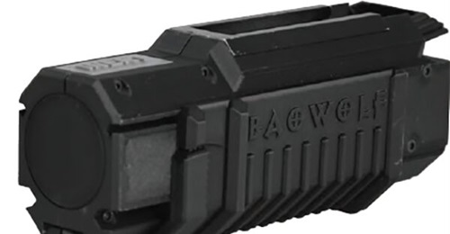Kinard Technologies Baowolf single-use munition in under-barrel configuration.