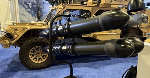 Shown for the first time ahead of the Paris Air Show 2025, the new modular launch rack for the Hero-120 is designed to enable the loitering munition to be easily and readily carried by helicopters.