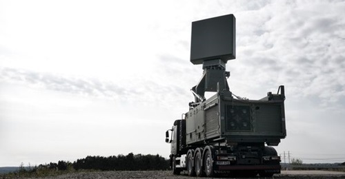 Saab's Giraffe 4A radar system with the antenna in a raised position.