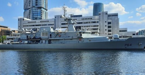 Irish Naval Service Samuel Beckett-class OPV 
        
        . Photographed in London by Neil Dee (in a personal capacity, not at a show) on Saturday, 20 May 2023.