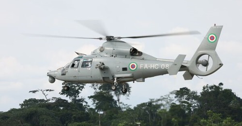 One of two Harbin Z-9WE helicopters that participated in the graduation ceremony.