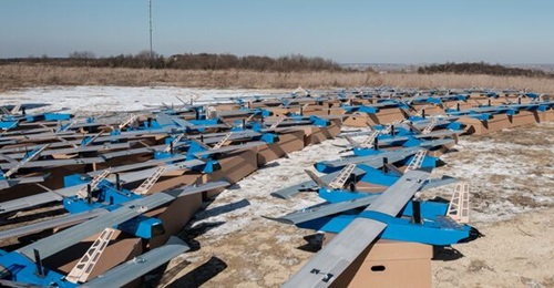 Besomar fixed-wing interceptor UAVs seen on 21 February 2025 in Lviv Oblast, Ukraine.