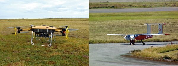 The T400 VTOL UAS (left) and Windracers ULTRA fixed-wing UAS were trialled at Predannack. Malloy Aeronautics and W Autonomous Systems have both been awarded contracts to advance their respective solutions under the Heavy Lift Challenge.