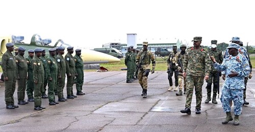 General Muhoozi Kainerugaba inspects graduates at Nakasongola Air Base on 3 July.