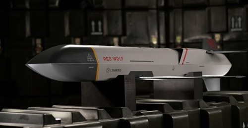 The L3Harris Red Wolf launched effect on a stand. The vehicle is well into testing, having flown at least 41 times for multiple undisclosed customers.