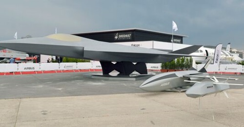 A full-scale mock-up of the NGWS of FCAS/SCAF, which comprises the NGF combat aircraft and the RC unmanned adjuncts. Belgium is now seeking to join the effort to develop this system of systems as a full partner alongside France, Germany, and Spain.