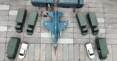 A screenshot taken from a PSU video showing the ACE package that has been designed to enable its F-16s to operate while being hunted on the ground by Russian forces.