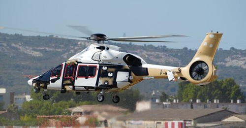 The first of two H160M flying prototypes departs on its maiden flight from Airbus Helicopters' Marignane facility in France.