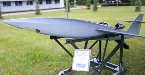 A Jet-2 LM (loitering munition) displayed on 22 July 2025 at the Air Force Institute of Technology in Warsaw.