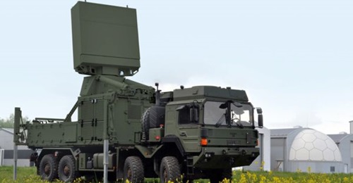 An image of a TRML-4D radar deployed with IRIS-T SLM air-defence system.
