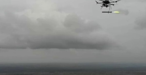 A UAV launches a prototype of the ULPGM-V3 precision guided missile at NOAR test range in Andhra Pradesh in July 2025.