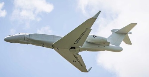 Image of an L3Harris EA-37B aircraft integrated with electromagnetic attack mission system capabilities.
