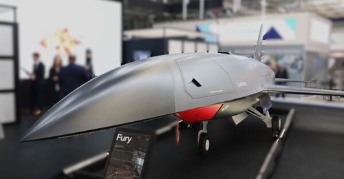 The UK is looking to field a stealthy unmanned ACP 'loyal wingman' similar in scope to the Anduril Fury (pictured) that can operate alongside fourth, fifth, and future generations of combat aircraft and to operate from the UK aircraft carriers.