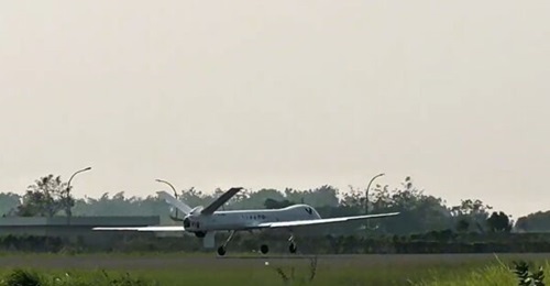 A screen-grab from a PTDI video showing the maiden flight of its Elang Hitam UAV at West Java International Airport (BIJB) in Majalengka on 28 July.