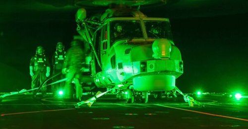 HMS 
        
        has completed three days of flying operations with a Wildcat attack helicopter to test a newly installed helicopter visual aid system.