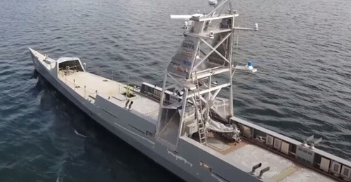 T-VOS has been integrated into the Marine AI technology platform developed for DARPA's NOMARS programme. NOMARS is being delivered by Serco in the shape of the demonstrator vessel USX-1 
        
         (pictured).