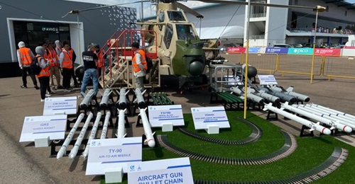 The Changhe Z-10ME attack helicopter can be armed with a variety of air-launched munitions. The helicopter made its debut appearance outside China, at the 2024 Singapore Airshow, in a desert warfare camouflage scheme.