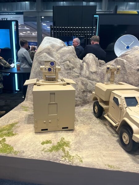 Defence company AV displayed a model of a new configuration of its Locust directed energy weapon at the 2025 Space and Missile Defense Symposium in Huntsville, Alabama.