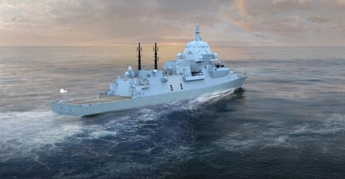 Computer-generated visualisation of a Hunter-class frigate. STS Defence will supply the integrated communication masts for the warships.
