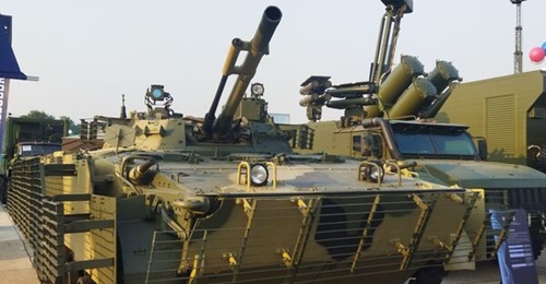 The upgraded BMP-3 IFV is seen displayed at VIDEX 2024 in Hanoi, Vietnam.