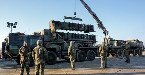 German soldiers transport a Patriot battery in Jasionka near Rzeszów, Poland, on 23 January 2025.