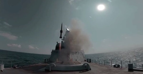 A Roketsan Hisar-D naval air-defence missile being launched during a 15 August intercept test against an aerial target.