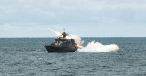 A Finnish Navy Hamina-class fast attack craft launches an IAI Gabriel V (PTO2020) missile as part of tests on the system carried out in the third quarter of 2025.
